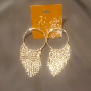 Elegant Silver Fringe Hoop Earrings